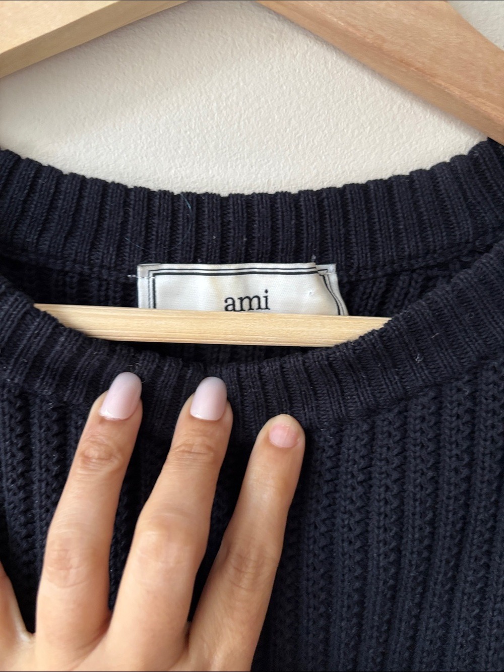 AMI Alexandre Mattiussi Navy Cotton English Rib Raglan Sweater - Picture 3 of 7
